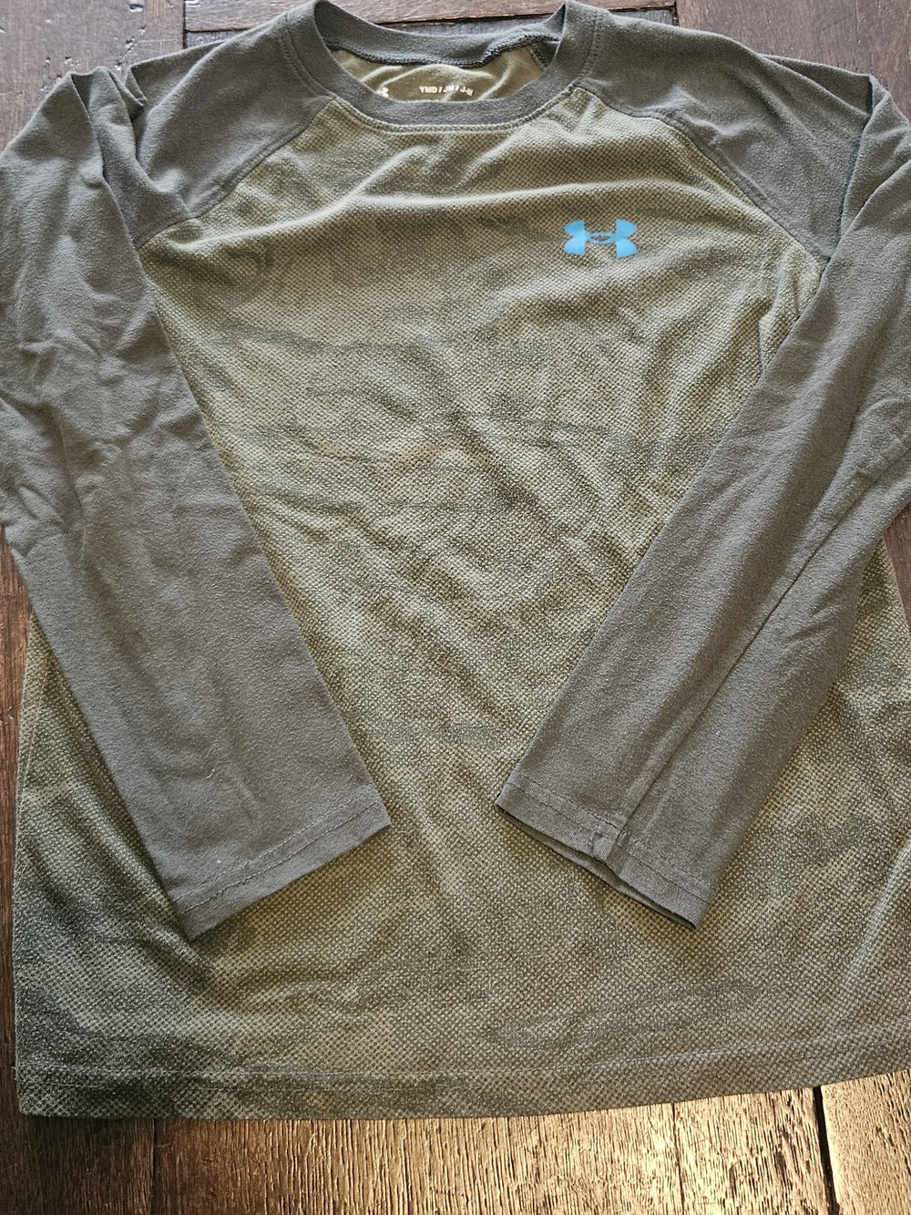 Under Armour Olive Green Long Sleeve Top with Teal Logo